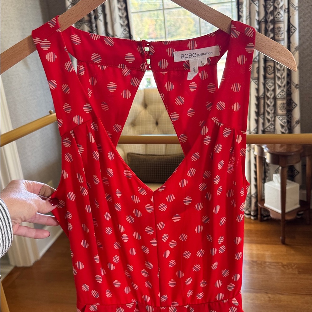 BCBGeneration Red Patterned Romper, 2